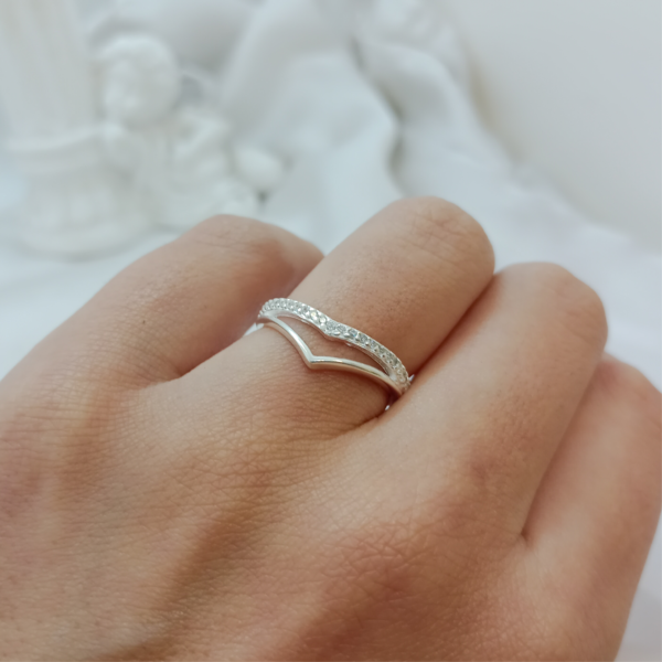 Anillo doble en V con zirconia - Image 2
