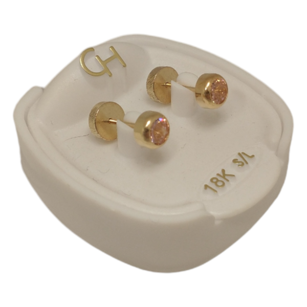 Aros abridores de Oro 18k con cubic rosa - Image 2