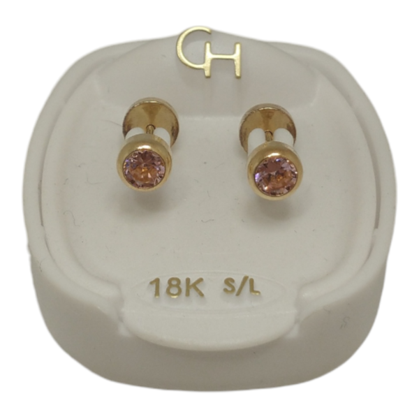 Aros abridores de Oro 18k con cubic rosa