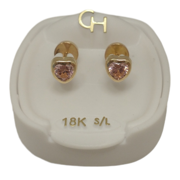 Aros abridores de Oro 18k. Corazón con cubic